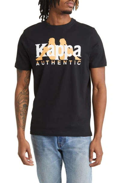 Kappa Authentic Vanguard Cotton Graphic Tee In Black Jet