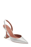 Amina Muaddi Holli Pointed Toe Slingback Pump In Disco Squares