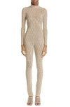 Stella Mccartney All-in-one Nude Lace Jumpsuit With Crystal Embellishment In Beige