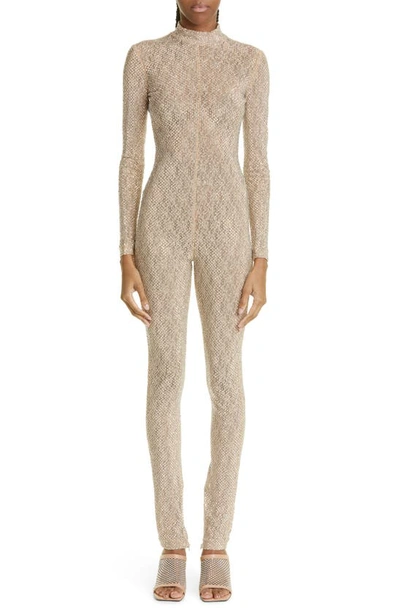 Stella Mccartney All-in-one Nude Lace Jumpsuit With Crystal Embellishment In Nude (beige)
