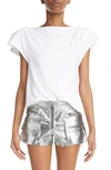 Isabel Marant Sebani Asymmetric Raw Edge Cap Sleeve Cotton Blouse In White