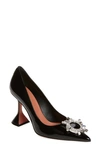 Amina Muaddi Black Begum 95 Crystal Pumps In Black Patent