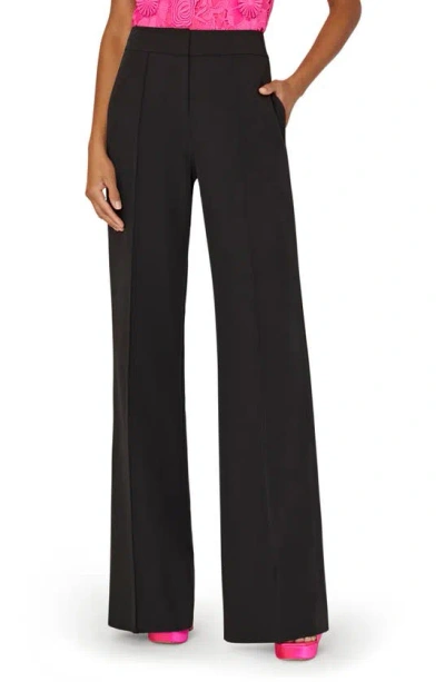 Milly Nash High Waist Cady Wide Leg Trousers In Black