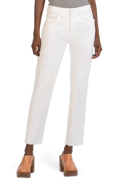 Kut From The Kloth Rachael Fab Ab High Waist Raw Hem Mom Jeans In Optic White