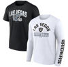 Fanatics Branded Black/white Las Vegas Raiders Long And Short Sleeve Two-pack T-shirt In Black