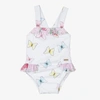 PATACHOU BABY GIRLS WHITE BUTTERFLY PRINT SWIMSUIT