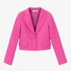 Msgm Fuchsia Jacket For Girl With Heart And Logo In Pink