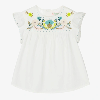 Bonpoint Babies' Girls White Embroidered Poplin Blouse