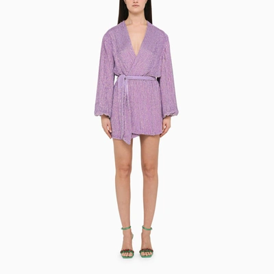 gabrielle sequin wrap dress Retrofete Gabrielle Sequined Belted Robe Dress