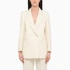 Blazé Milano Double-breasted Silk Blazer In White