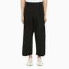 Studio Nicholson Cropped Navy Cotton Trousers In Blue