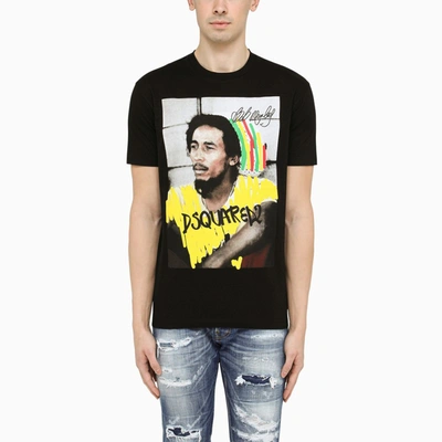 Dsquared2 Bob Marley Cotton Jersey T-shirt In Black