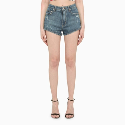 Dolce & Gabbana Denim Shorts With Ripped Details In Combined Colour