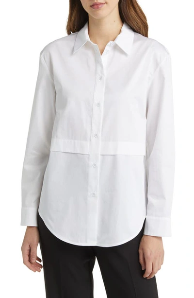 Max Mara Glassa Cotton Button-up Shirt In Optical Wh