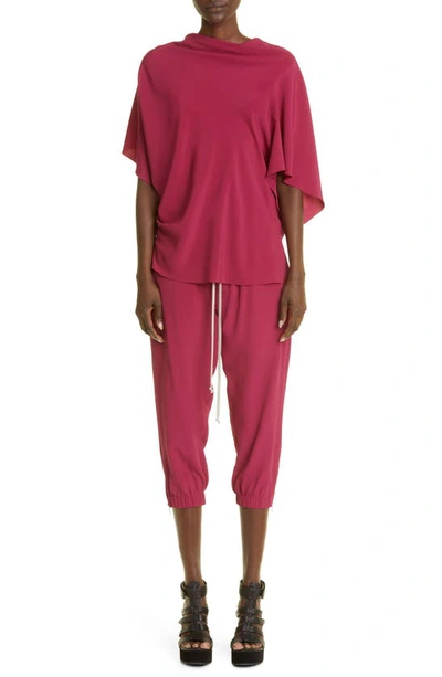 Rick Owens Seb Asymmetric Drape Detail Blouse In Fuchsia