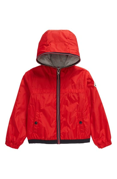 Moncler Babies' Logo Patch Hooded Jacket In Red