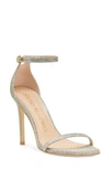Stuart Weitzman Nudistcurve Ankle Strap Sandal In Platino Glitter