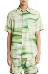 JOHN ELLIOTT CLOAK PRINT SHORT SLEEVE BUTTON-UP SHIRT