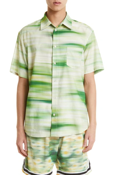 John Elliott Cloak Print Short Sleeve Button-up Shirt In Motion Meadow