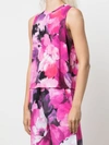 Marchesa Casey Top Printed In Raspberry Multi
