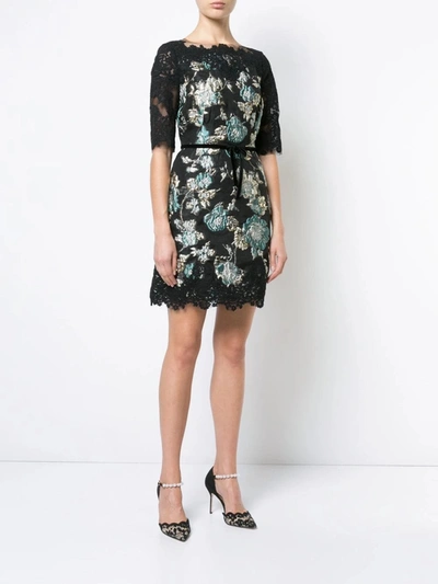 Marchesa Fil Coupe Cocktail Dress In Black