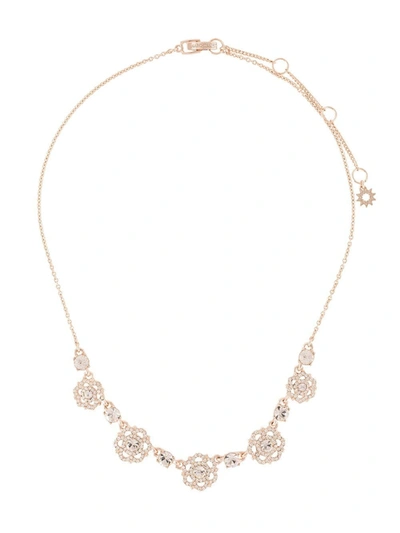 Marchesa Filigree Floral Charm Link Necklace In Rose Gold