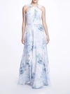 Marchesa Pavia Printed In Dusty Blue
