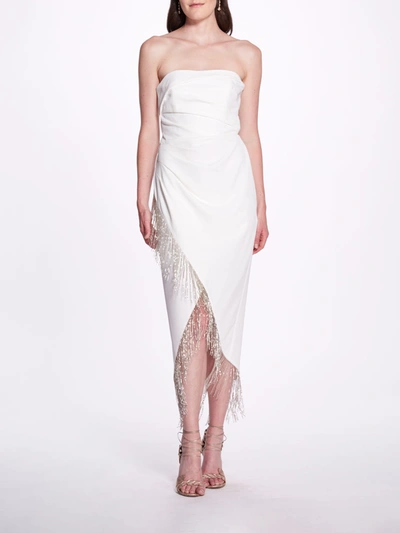 Marchesa Strapless Wrap Cocktail Dress In Ivory