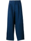 YOHJI YAMAMOTO YOHJI YAMAMOTO CROPPED TUCK trousers - BLUE,HDP2830511992855