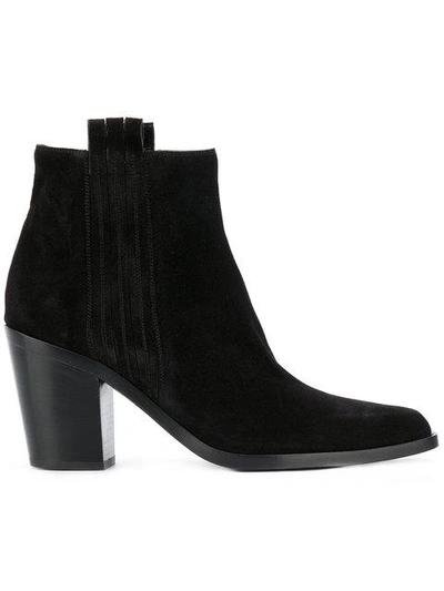 Sartore Mid Heel Ankle Boots In Black