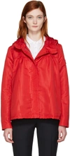 MONCLER Red Hooded Faille Jacket