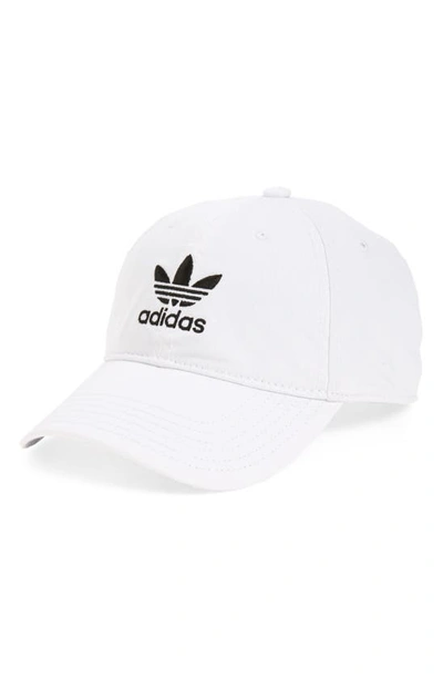 Adidas Originals Relaxed Strapback Cap-white In White/ Black