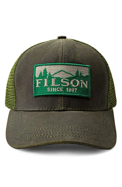 Filson Logger Logo-appliquéd Canvas And Mesh Trucker Cap In Otter Green
