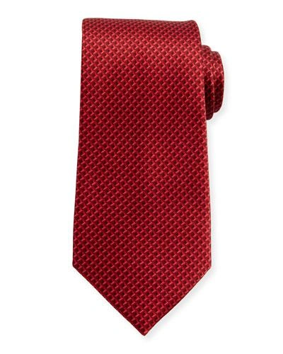 Ermenegildo Zegna Tonal 3d Diamond Silk Tie, Red