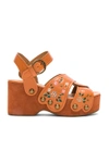 Marc Jacobs Wildflower Leather Wedge Sandals In Yellow/orange