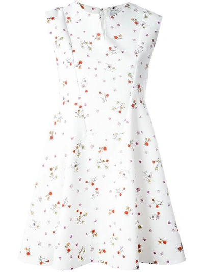 Carven Sleeveless Floral Print Dress In Blanc/multicolor