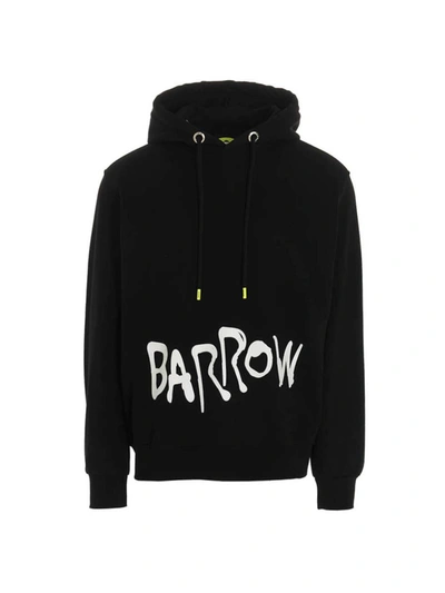 Barrow Logo Cotton Hoodie In Nero