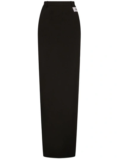 Dolce & Gabbana Cady Maxi Skirt With Slit In Black