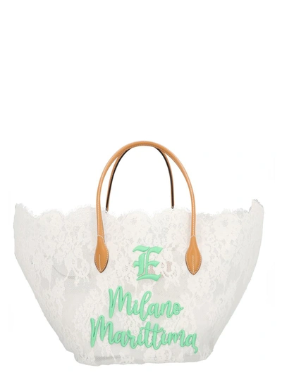Ermanno Scervino Milano Marittima Lace Shopping Bag In White
