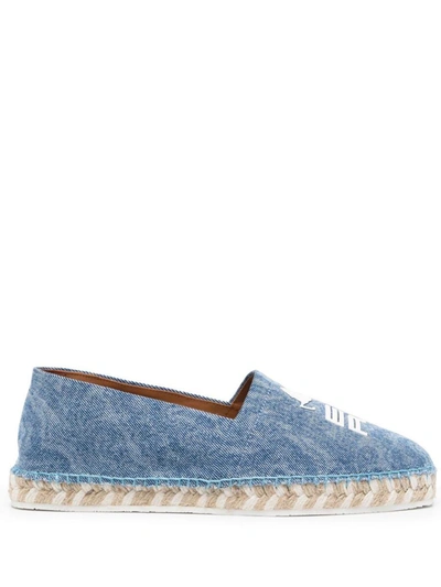 Etro Logo Cotton Canvas Espadrilles In Clear Blue