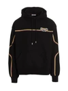 Gcds Black Waved Logo Hoodie In Black
