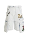 Gcds Light Blue Embroidered Ultracargo Shorts In Light Blue