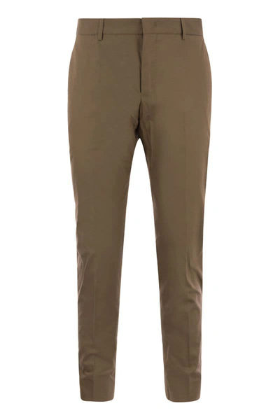 Pt Torino Stretch Trousers In Technical Fabric In Brown