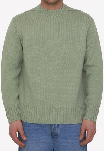 Lanvin Crewneck Cashmere Jumper In Olive