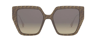 Fendi Fe40012u 50f Butterfly Sunglasses In Brown