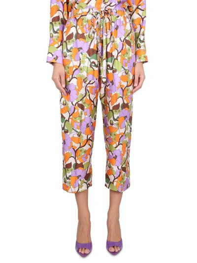 La Doublej La Double J Drawstring Pant In Vines Bianco