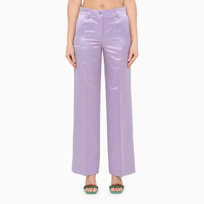 P.a.r.o.s.h Satin Cropped Straight-leg Trousers In Purple