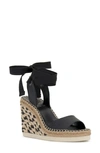 Vince Camuto Women's Bendsen Ankle Wrap Wedge Sandals Women's Shoes In Black/ Natural