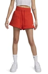 Nike Women's  Sportswear Phoenix Fleece High-waisted Shorts In Picante Red/ Sail