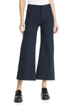 Frame Le Crop Mini Boot Cotton-blend Twill Kick-flare Pants In Navy